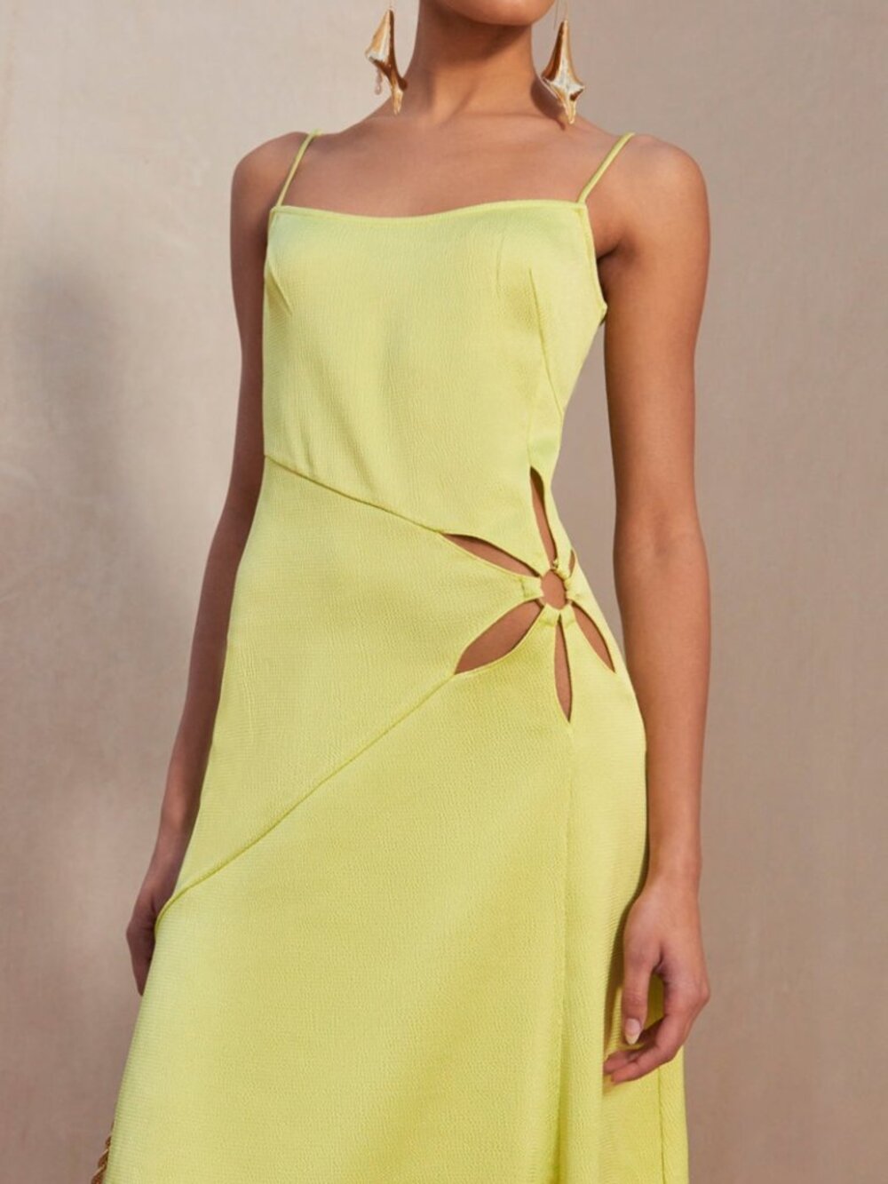 Cult Gaia Imogen Hammered Satin Floral Cutout Midi Dress Size 8 NWOT - Picture 4 of 10